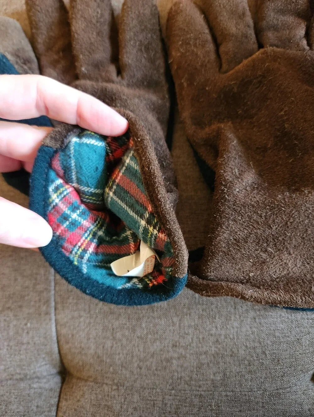 Women's Green Winter Gloves - Soft Flannel Lining